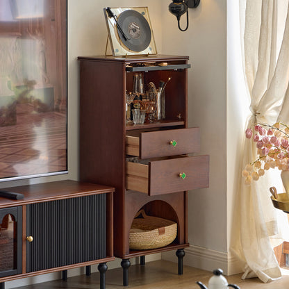 Gael Vintage Tall Storage Cabinet with Glass Display and Drawers