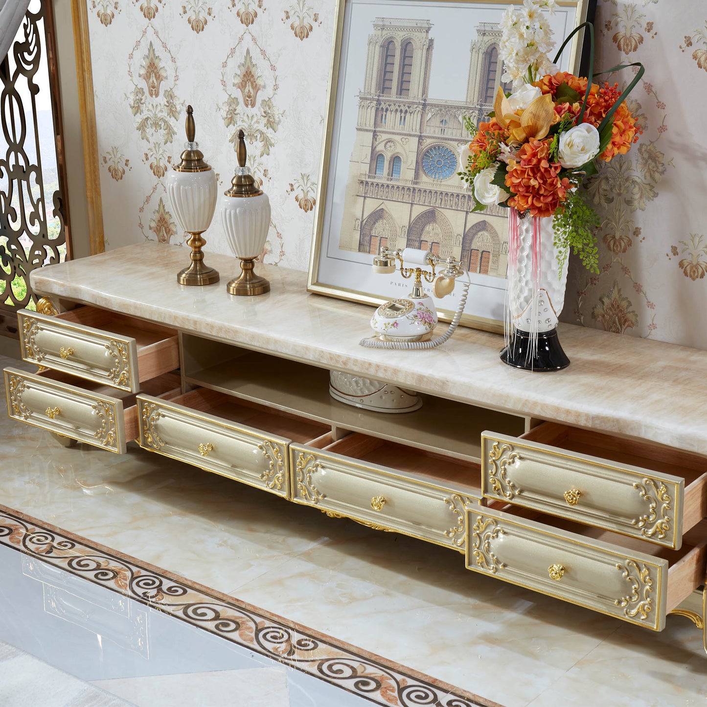 Versailles Royale Luxury TV Stand Collection – European Baroque Entertainment Center