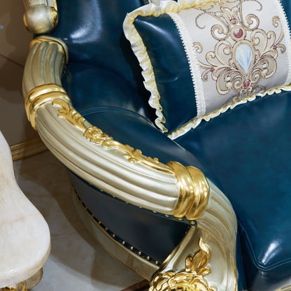 Imperial Sapphire Luxury Sofa Set – European Baroque Tufted Living Room Collection