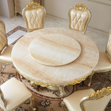 Royale Opulence Round Dining Table with Lazy Susan – French Palace Dining Collection
