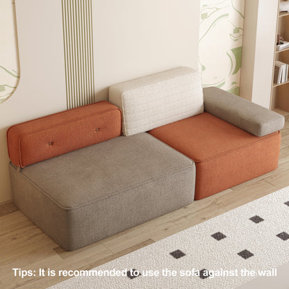 Modern Color-Block Sofa – 79.9" Fabric Upholstered Couch with Soft Cushions and Stylish Design, Seats 3