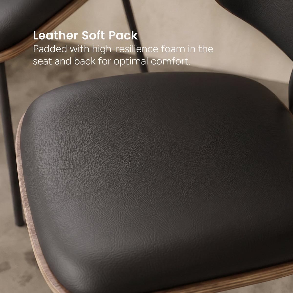 Mid-Century Modern Upholstered Dining Chair  (Set of 2) Black