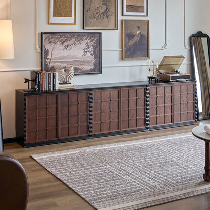 Gael Vintage Wall Storage Cabinet with Sliding Doors, Mid-Century Walnut Wall Cabinet