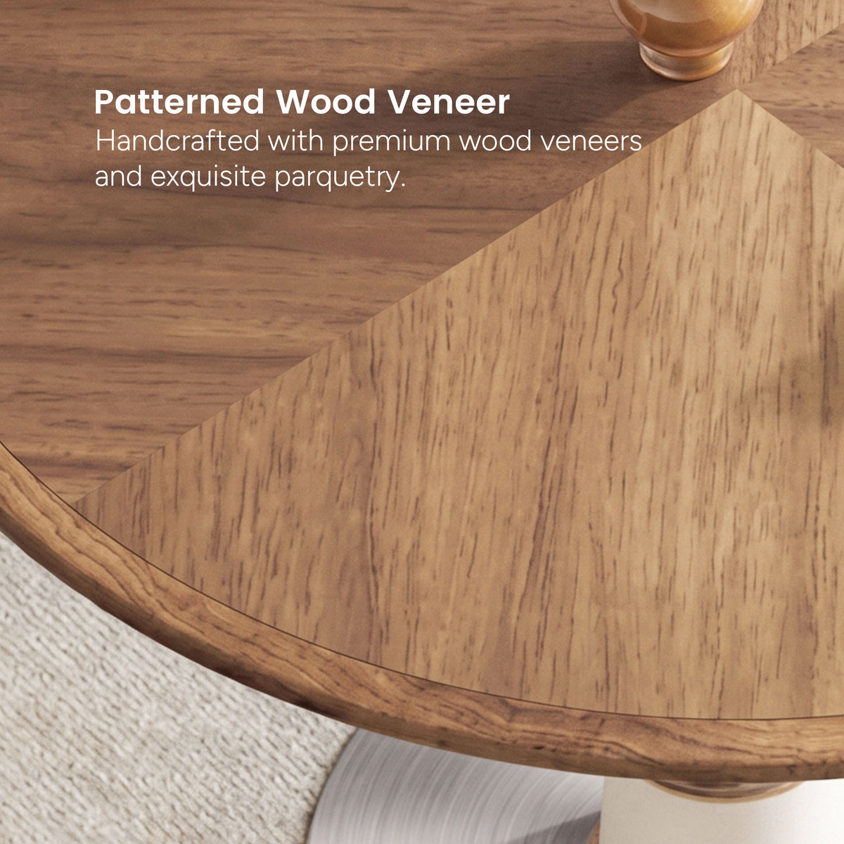 Modern Round Walnut Dining Table 47.2" with Metal Pedestal Base