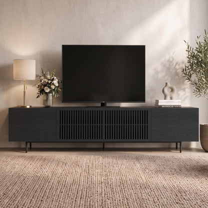 Mid-Century TV Stand with Hidden Storage for 32-100” TVs