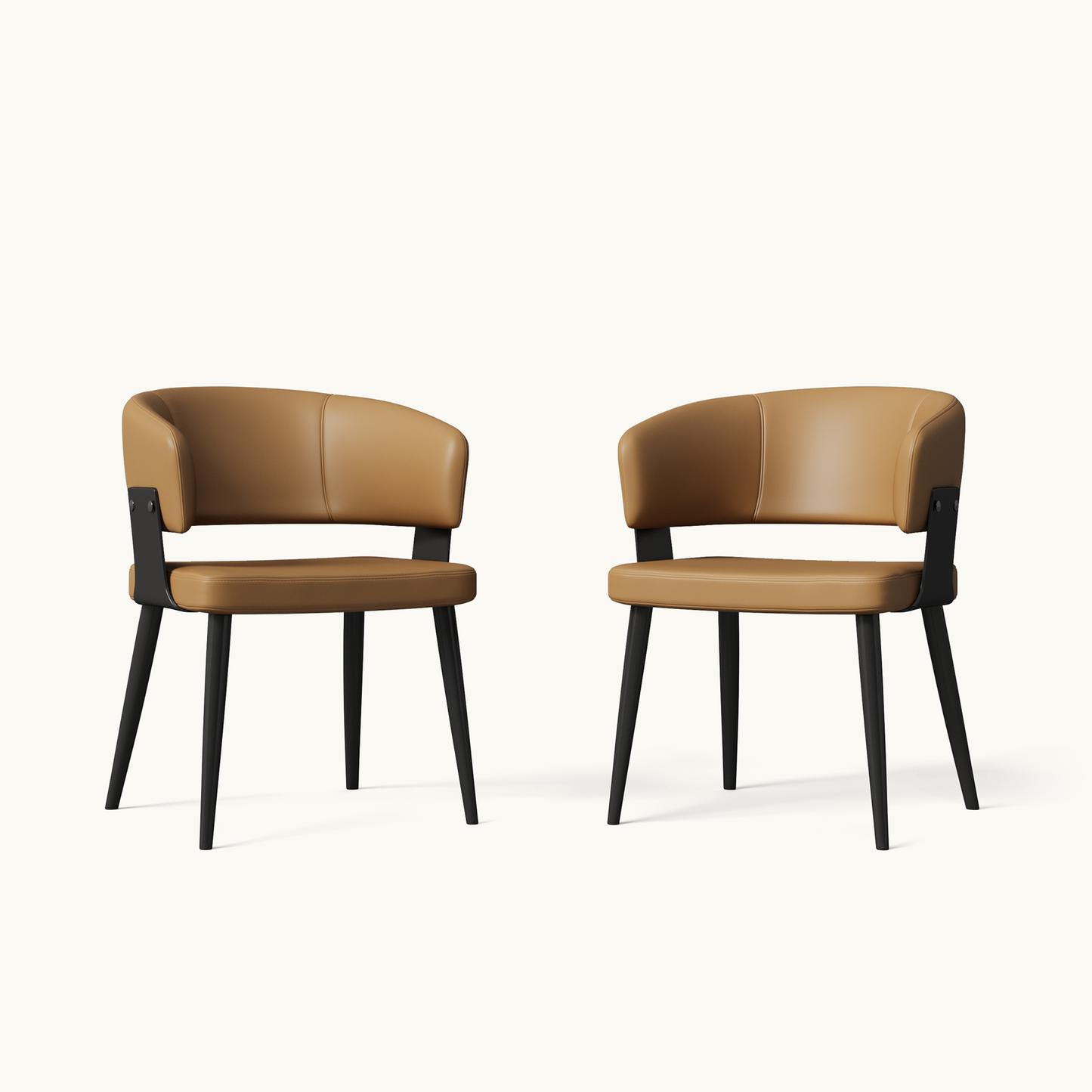 Modern Upholstered Dining Chairs Set of 2 with Floating Back & Metal Frame