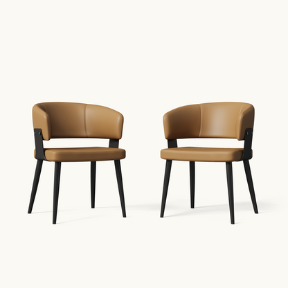 Modern Upholstered Dining Chairs Set of 2 with Floating Back & Metal Frame
