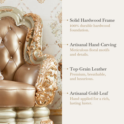 Versailles Imperial Luxury Tufted Leather Sofa Set | Hand-Carved European Classic Sofa Collection