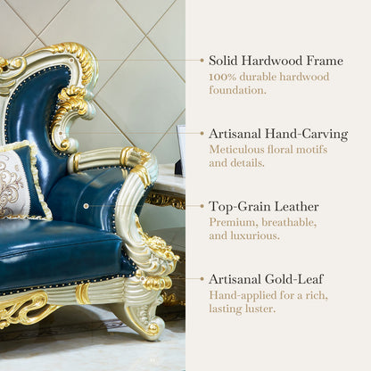 Imperial Sapphire Luxury Sofa Set – European Baroque Tufted Living Room Collection