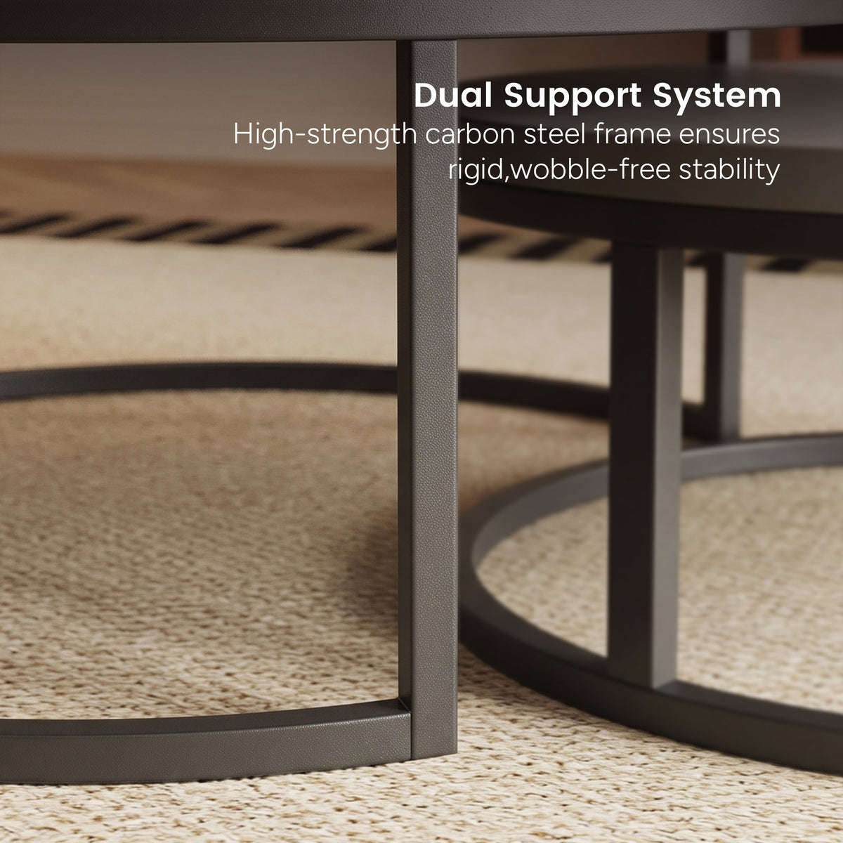Round Nesting Coffee Tables  55.2" Set of 2 Two-Tone Finish