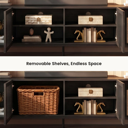 Mid-Century TV Stand with Hidden Storage for 32-100” TVs