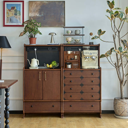 Alden Vintage Entryway Cabinet with Doors, Hooks and Drawer Storage