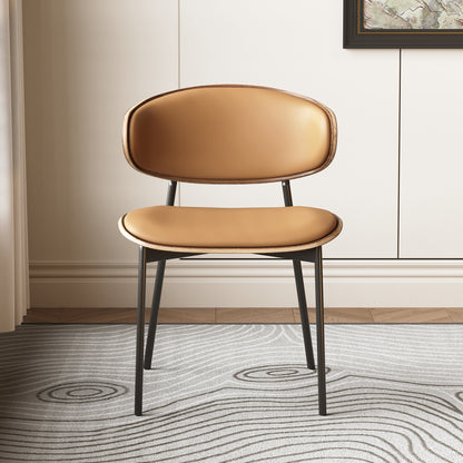 Dining Chair Mid-Century Modern Walnut Wood Upholstered Seat (Set of 2)