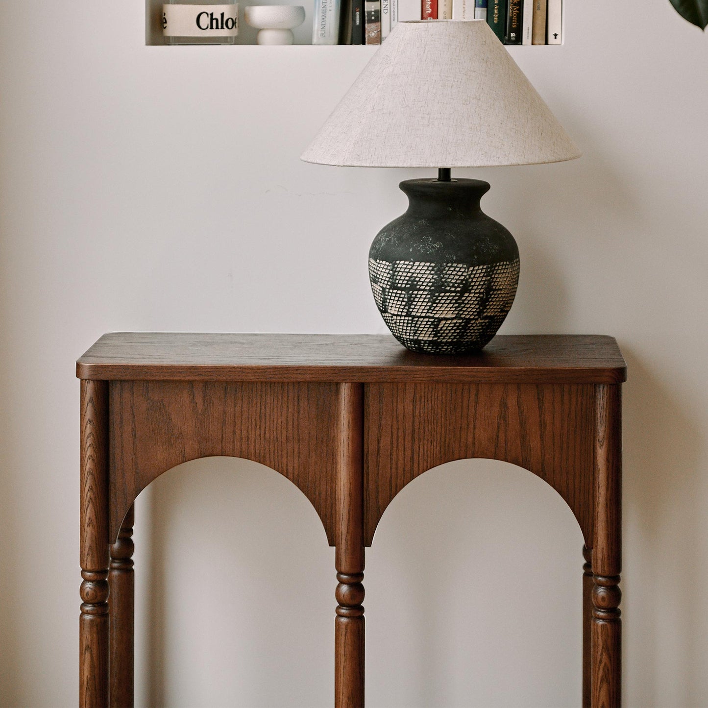 Semo Vintage Arch Console Table, Mid-Century Entryway Table with Shelf