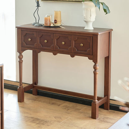 Aurelia Vintage Console Table with Drawers, French Mid-Century Entryway Table