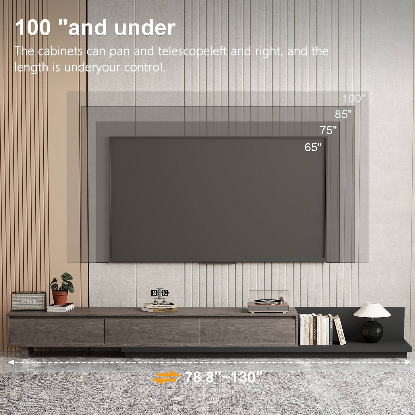 Extendable Mid-Century TV Stand for TVs Up to 100”