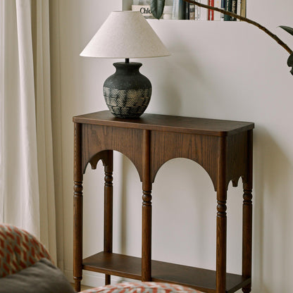 Semo Vintage Arch Console Table, Mid-Century Entryway Table with Shelf