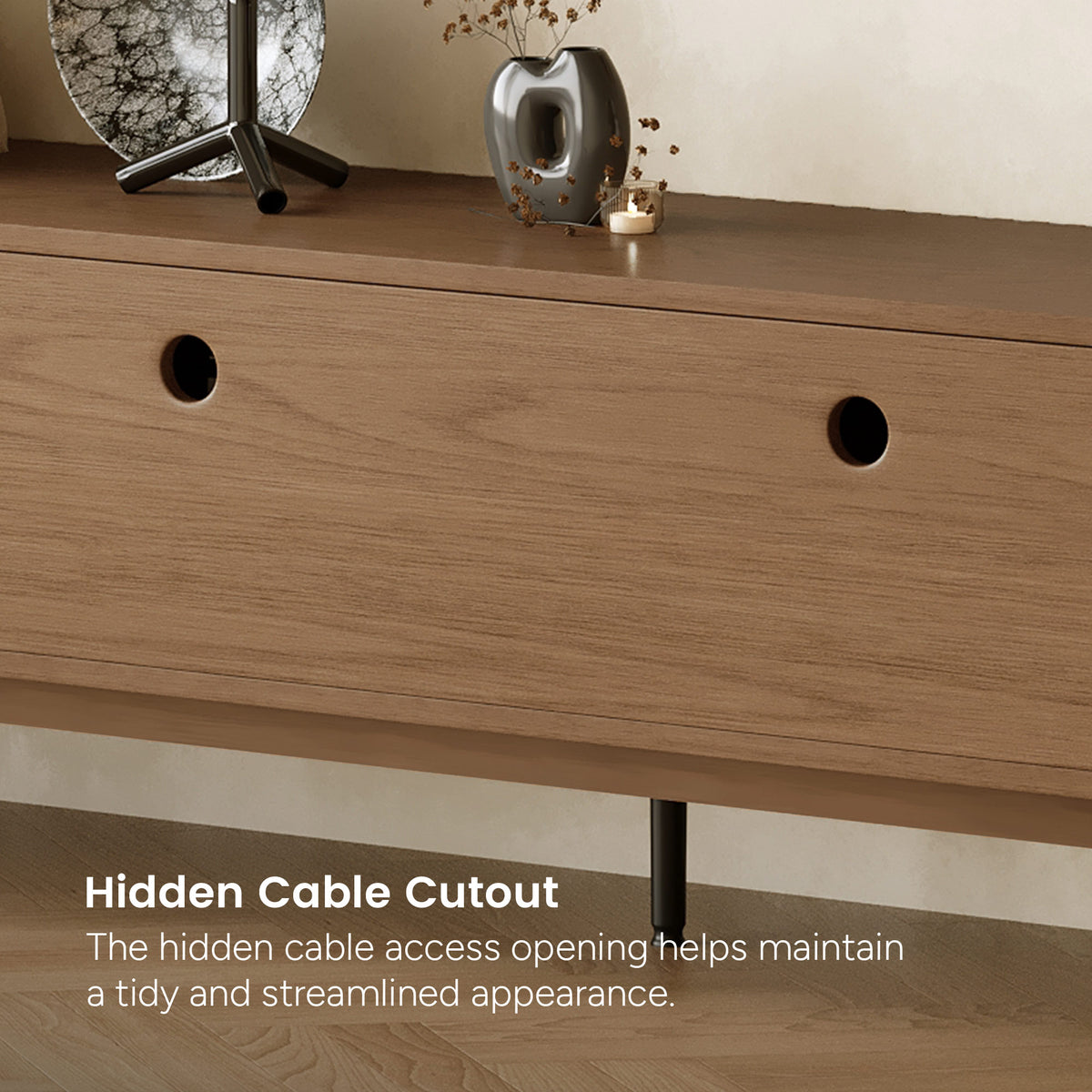 Mid-Century Modern Walnut Finish TV Stand | Fluted Storage Entertainment Center