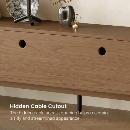 Mid-Century Modern Walnut Finish TV Stand | Fluted Storage Entertainment Center