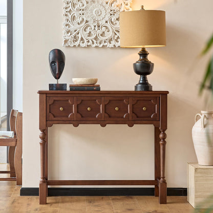 Aurelia Vintage Console Table with Drawers, French Mid-Century Entryway Table