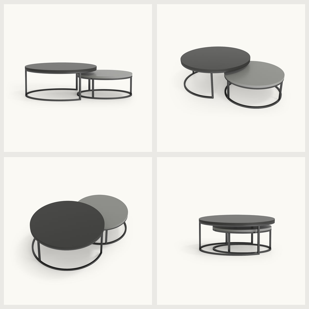 Round Nesting Coffee Tables  55.2" Set of 2 Two-Tone Finish