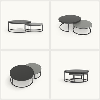 Round Nesting Coffee Tables  55.2" Set of 2 Two-Tone Finish