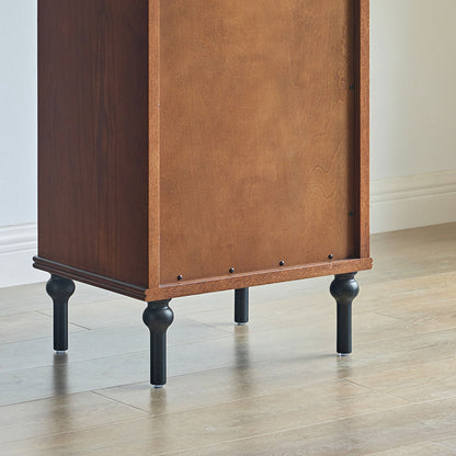 Gael Vintage Tall Storage Cabinet with Glass Display and Drawers
