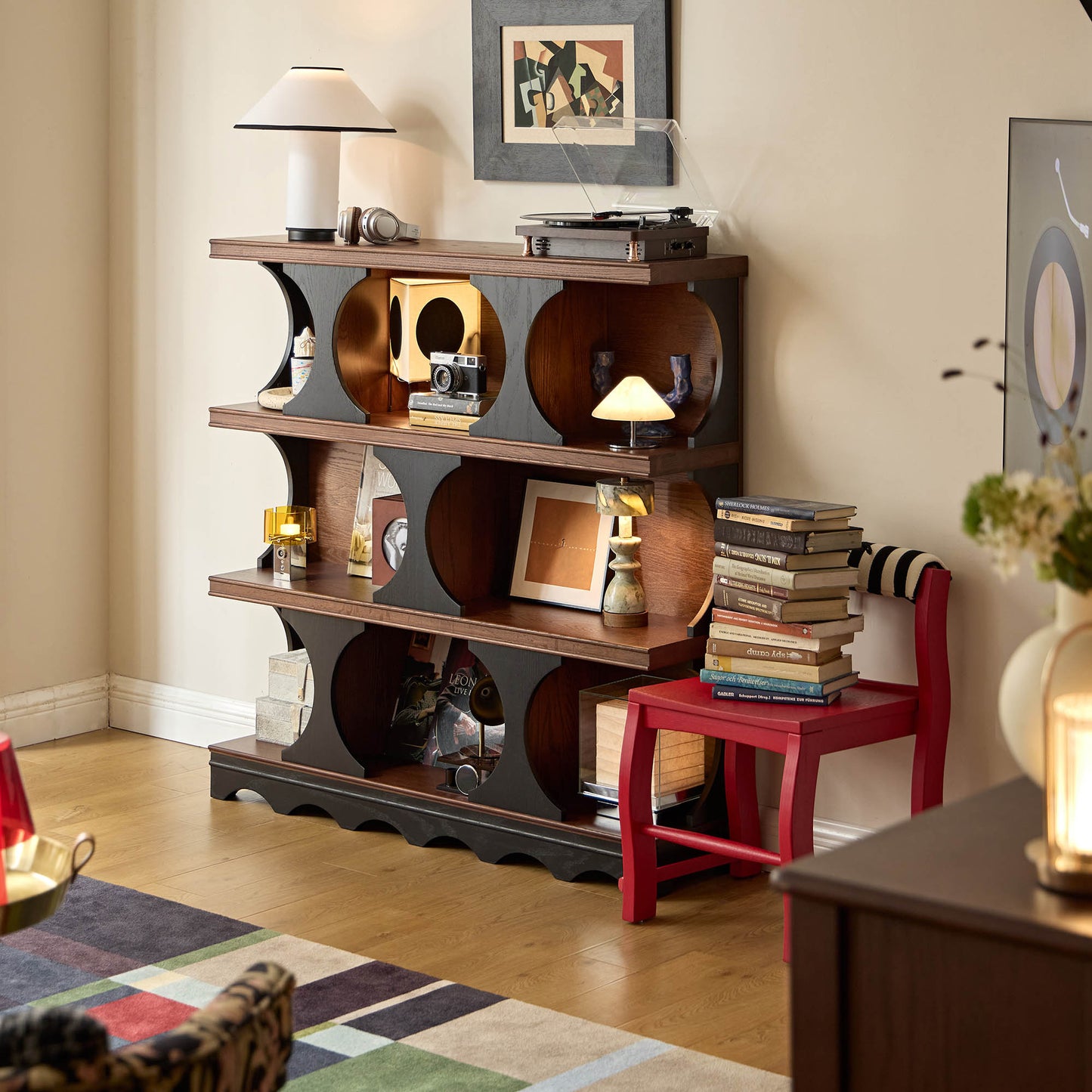 Orion Vintage Open Bookcase, Mid-Century Display Storage Shelf