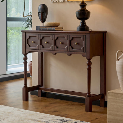 Aurelia Vintage Console Table with Drawers, French Mid-Century Entryway Table