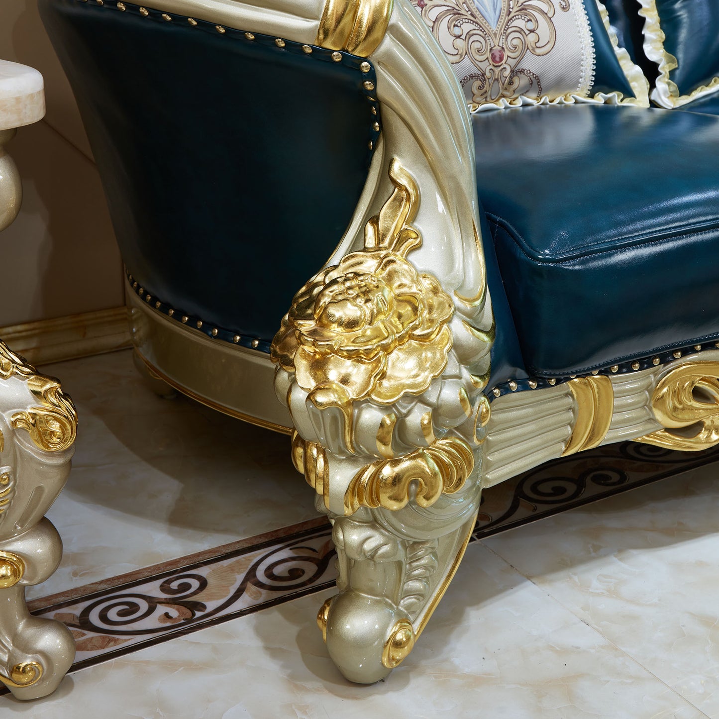Imperial Sapphire Luxury Sofa Set – European Baroque Tufted Living Room Collection