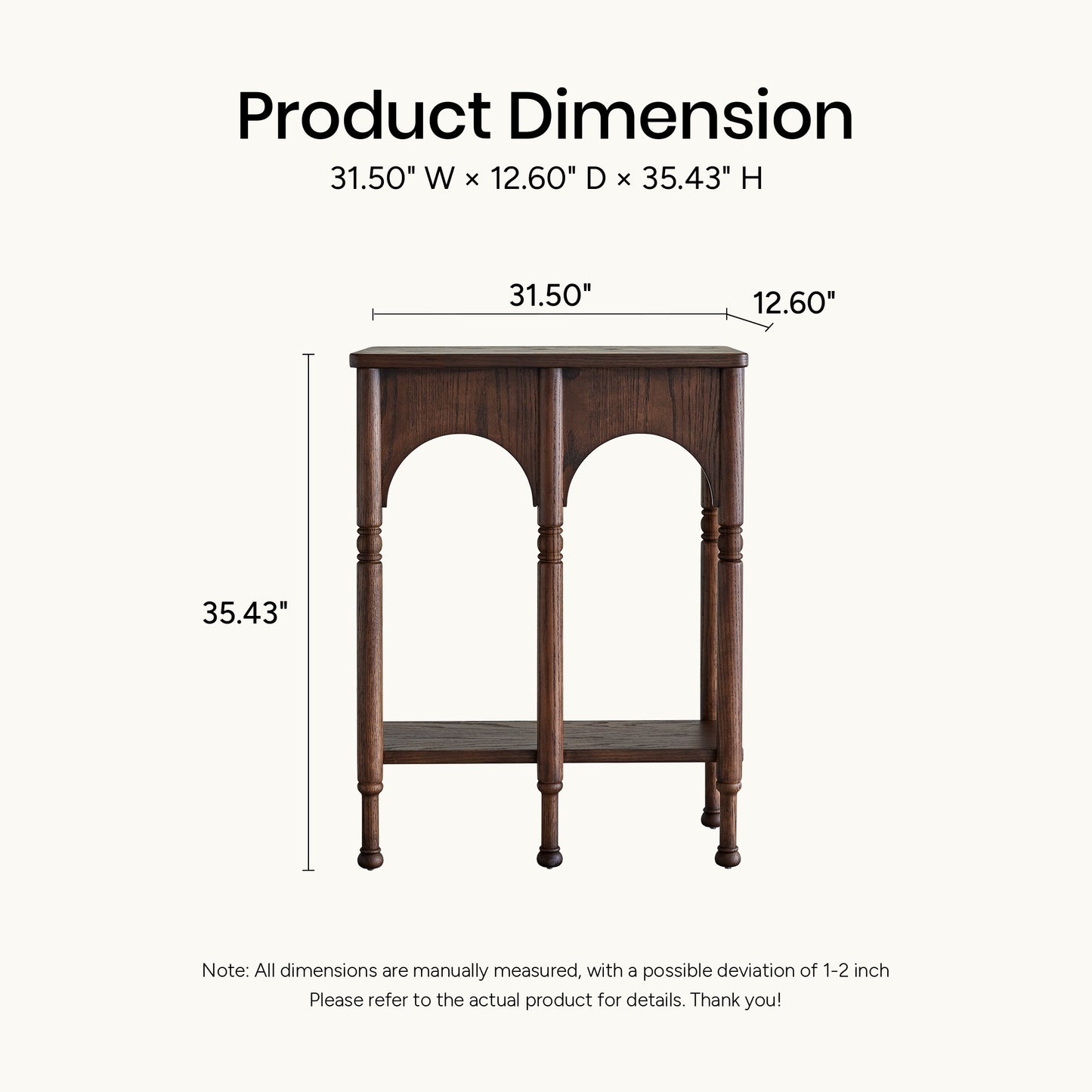 Semo Vintage Arch Console Table, Mid-Century Entryway Table with Shelf