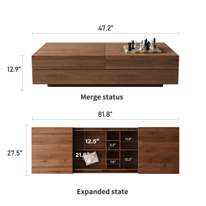 Coffee Table LSCJ1200 Mid-Century Spacious Storage Modern Adjustable Size 47.2"-81.8"