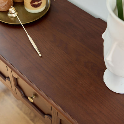 Aurelia Vintage Console Table with Drawers, French Mid-Century Entryway Table