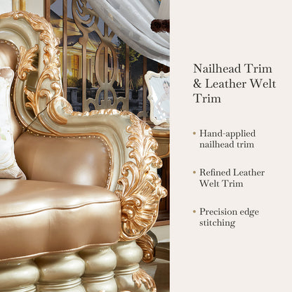 Versailles Imperial Luxury Tufted Leather Sofa Set | Hand-Carved European Classic Sofa Collection