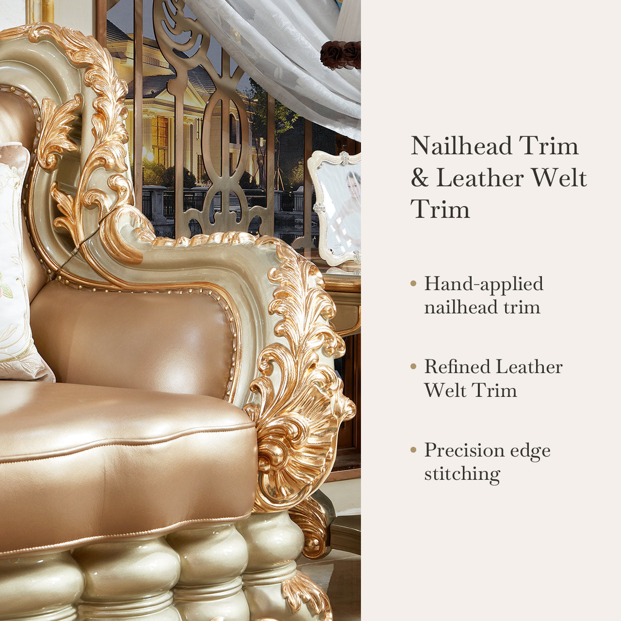 Versailles Imperial Luxury Tufted Leather Sofa Set | Hand-Carved European Classic Sofa Collection