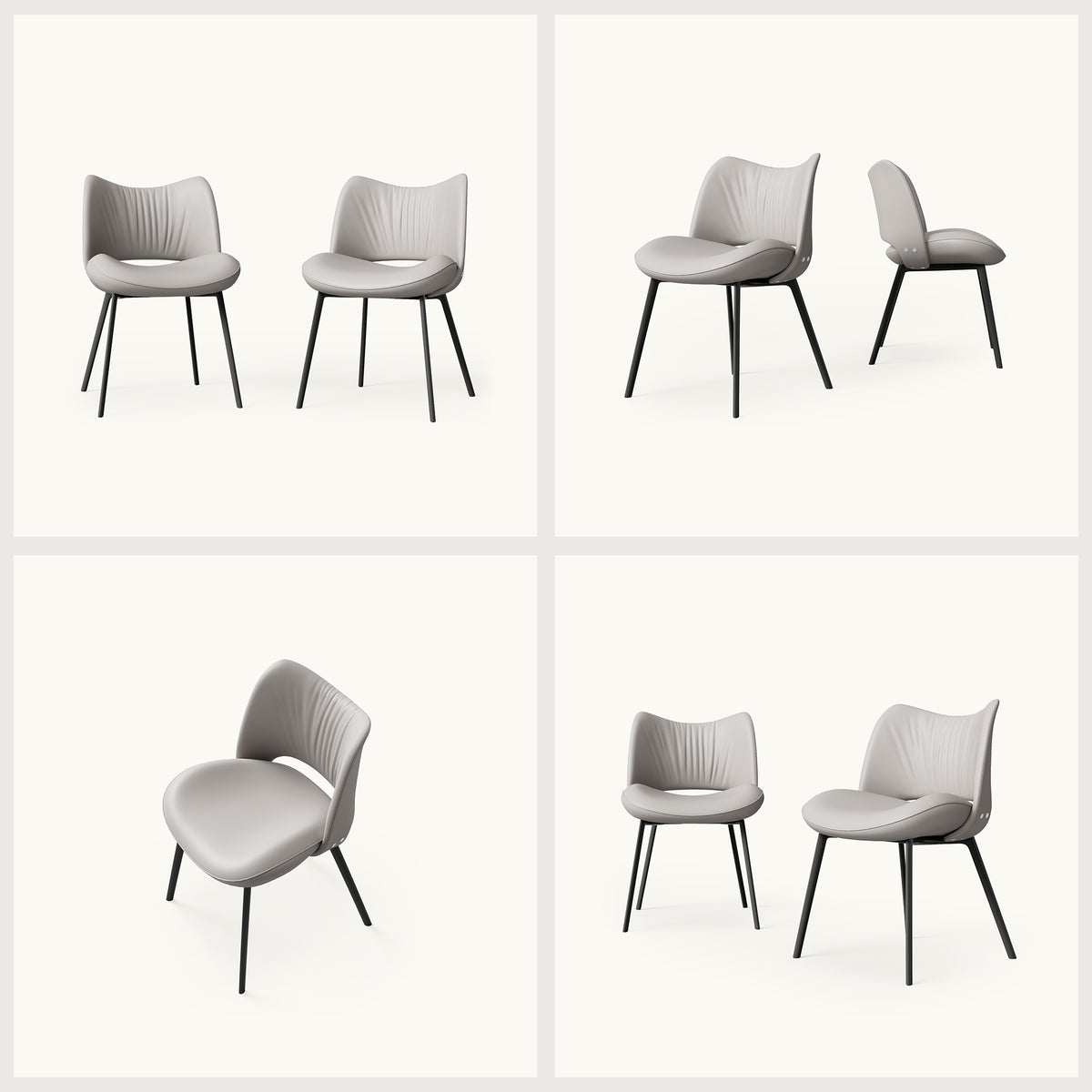 Modern Upholstered Dining Chairs Set of 2 with Curved Backrest & Carbon Steel Legs