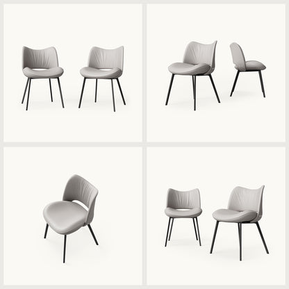 Modern Upholstered Dining Chairs Set of 2 with Curved Backrest & Carbon Steel Legs