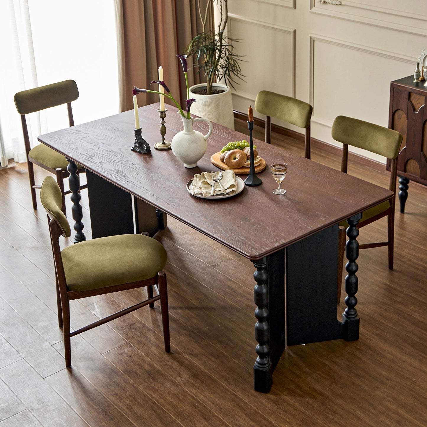 Vintage Rectangular Dining Table with Bobbin Legs | Briar Collection