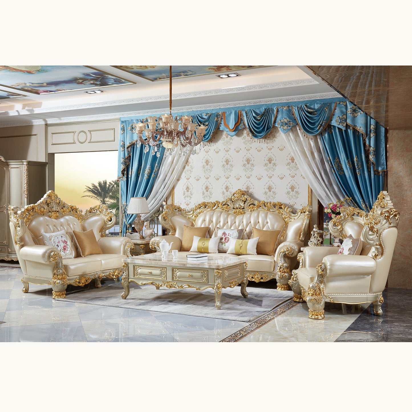 Versailles Royale Luxury Sofa Set – European Baroque Gold Carved Living Room Collection