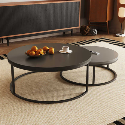 Round Nesting Coffee Tables  55.2" Set of 2 Two-Tone Finish
