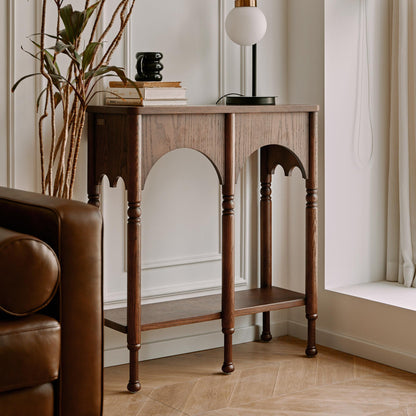 Semo Vintage Arch Console Table, Mid-Century Entryway Table with Shelf