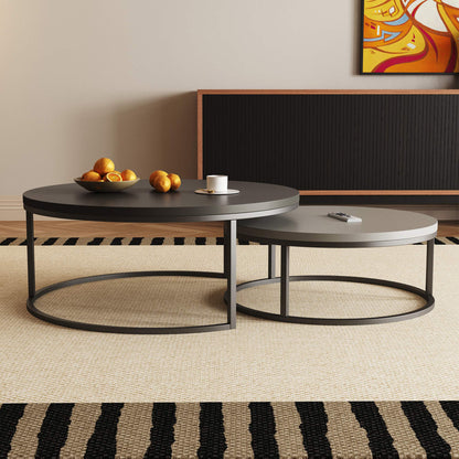 Round Nesting Coffee Tables  55.2" Set of 2 Two-Tone Finish