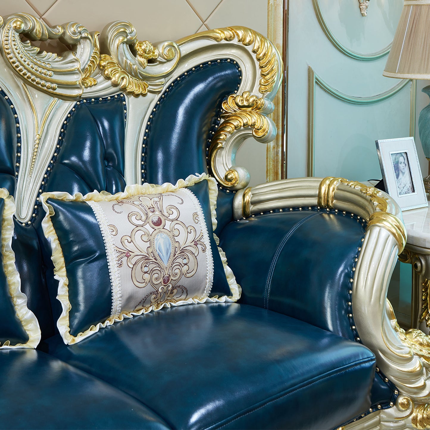 Imperial Sapphire Luxury Sofa Set – European Baroque Tufted Living Room Collection