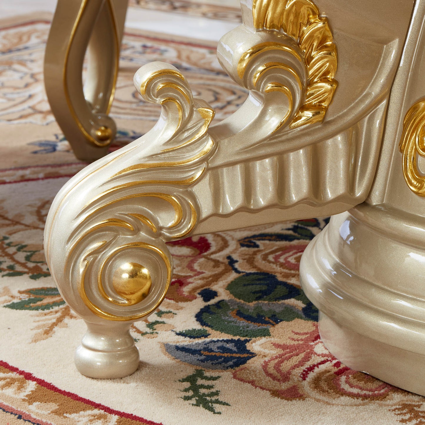 Royale Opulence Round Dining Table with Lazy Susan – French Palace Dining Collection