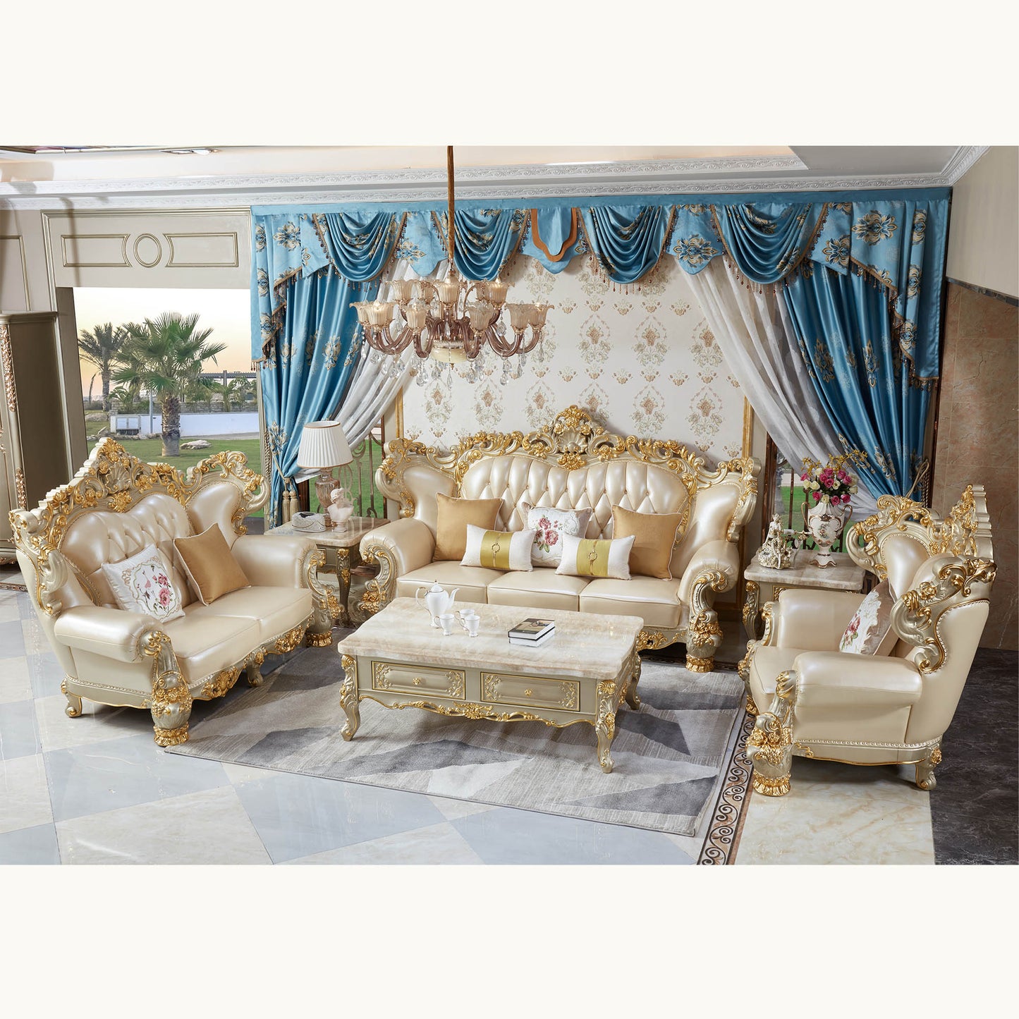 Versailles Royale Luxury Sofa Set – European Baroque Gold Carved Living Room Collection