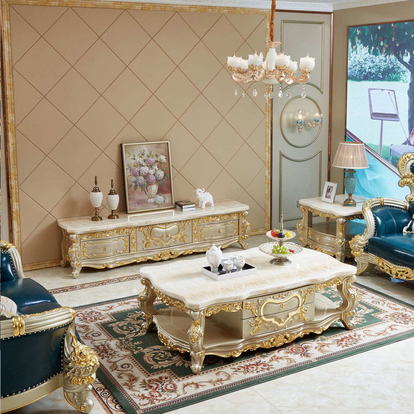 Château Lumière Coffee Table – French Rococo Coffee Table with Storage