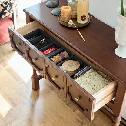 Aurelia Vintage Console Table with Drawers, French Mid-Century Entryway Table