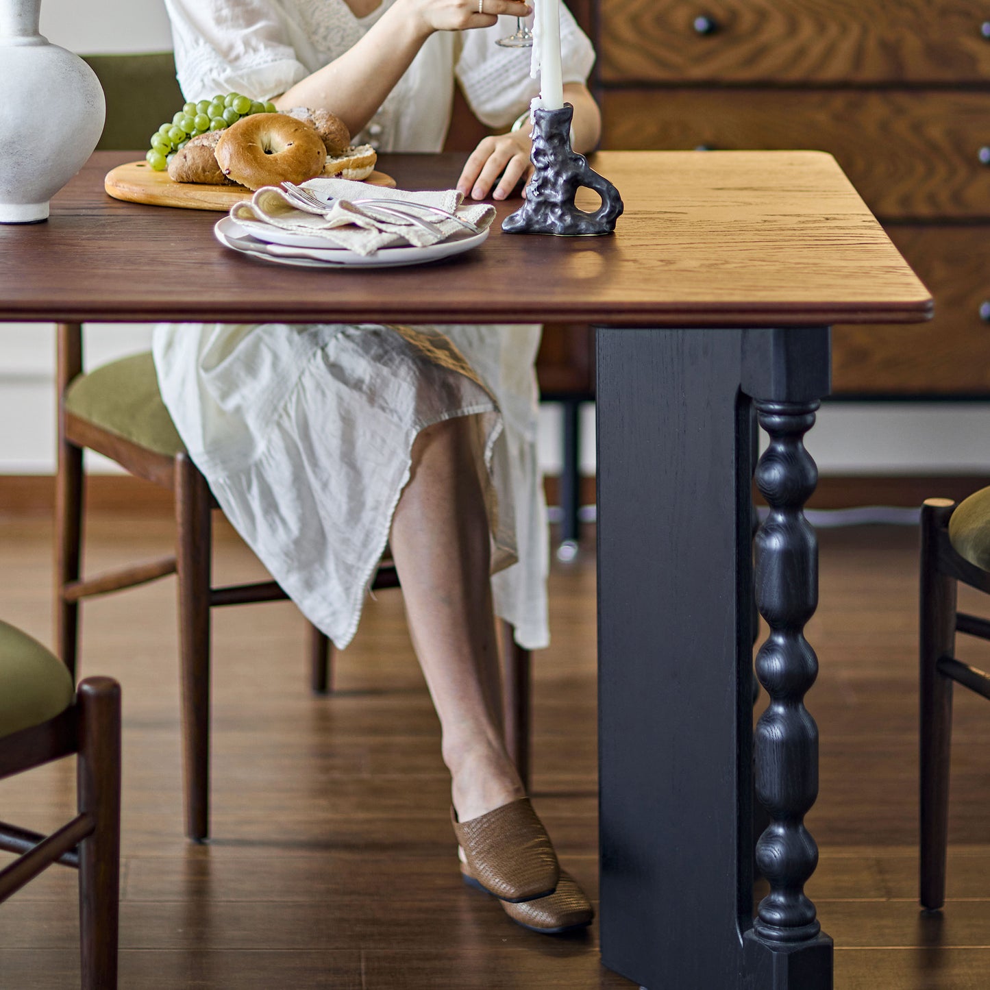 Vintage Rectangular Dining Table with Bobbin Legs | Briar Collection