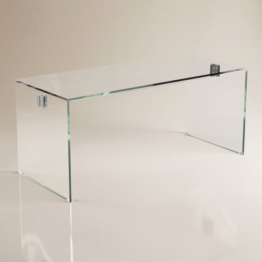 Desk D61-FK-M001 Modern Tempered Glass Generous Tabletop Space 53.14"