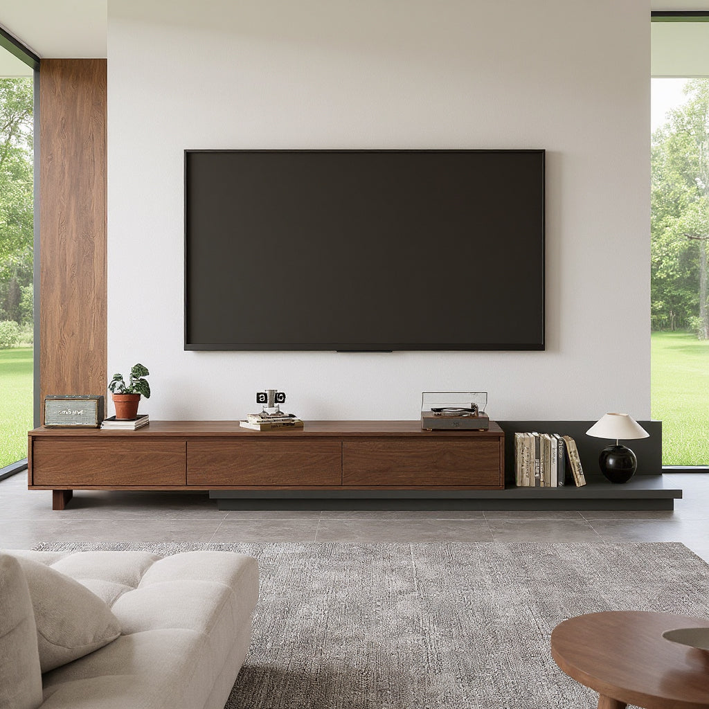 TV Stand LSDSG2M Mid-Century Modern Cable Management Scalable Design 78.8"-130"